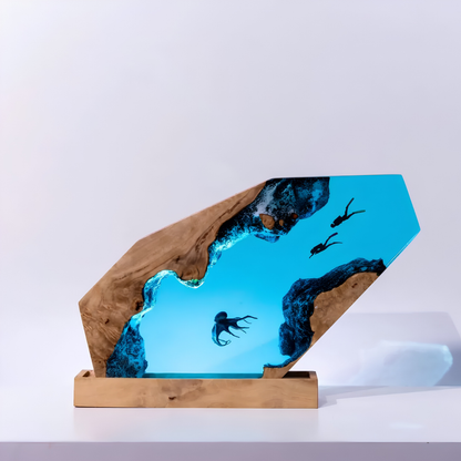 Resin Lamp 3D Diver Octopus Epoxy