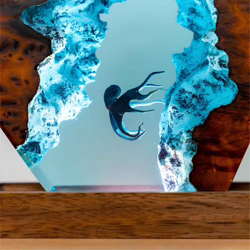 Resin Lamp 3D Diver Octopus Epoxy