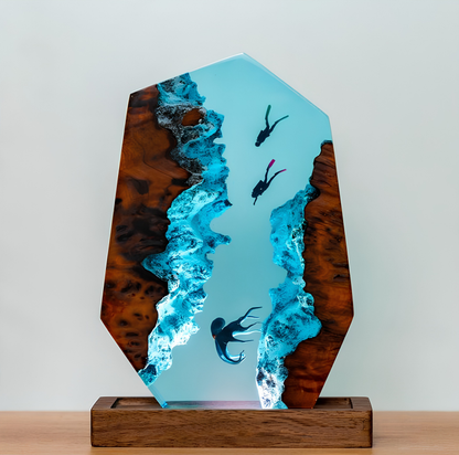 Resin Lamp 3D Diver Octopus Epoxy